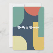 Retro Kleurrijke jaren 70 Groovy Abstracte bruilof Kaart (Achterkant)
