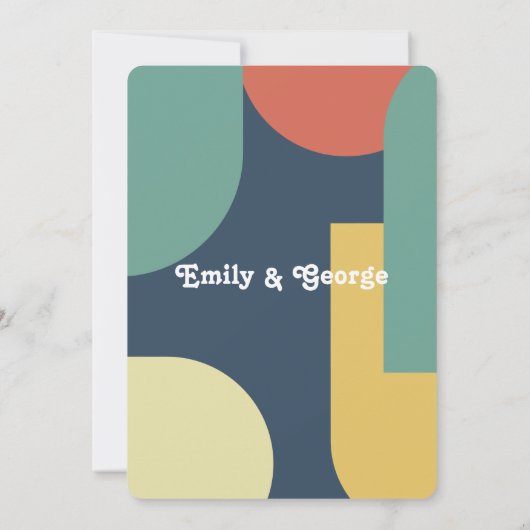 Retro Kleurrijke jaren 70 Groovy Abstracte bruilof Kaart (Achterkant)