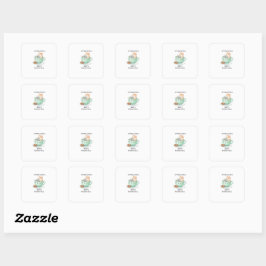 Retro Kleurrijke Kat Aangepaste Naam Lezen Vierkan Vierkante Sticker