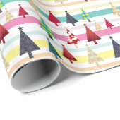 Retro Kleurrijke Kerst Cadeaupapier (Rol Hoek)