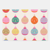 Retro Kleurrijke Kerstballen Inpakpapier Vel (Voorkant)