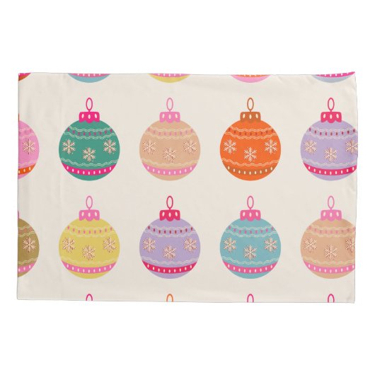 Retro Kleurrijke Kerstballen Kussensloop (Achterkant)