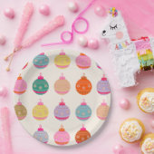 Retro Kleurrijke Kerstballen Papieren Bordje (Feest)