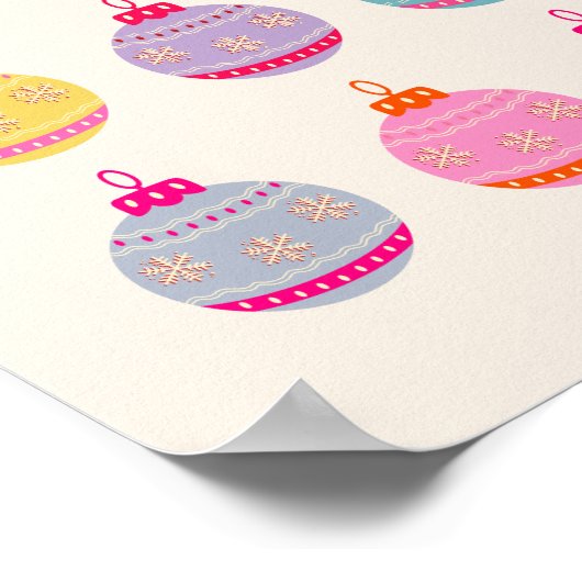 Retro Kleurrijke Kerstballen Poster (Hoek)