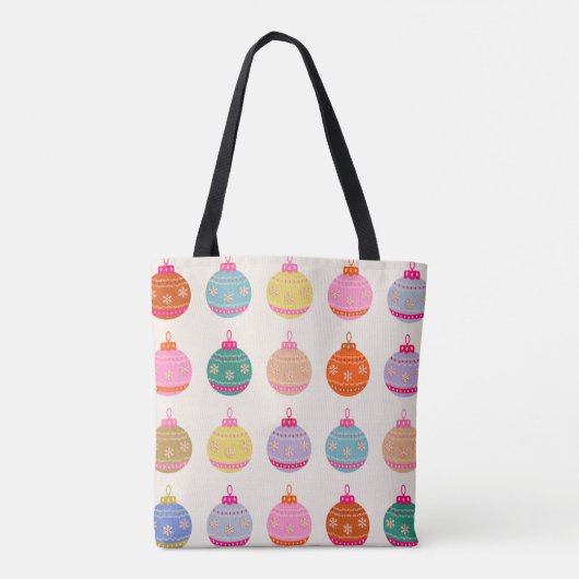 Retro Kleurrijke Kerstballen Tote Bag (Achterkant)