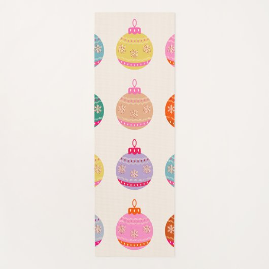 Retro Kleurrijke Kerstballen Yogamat (Voorkant)
