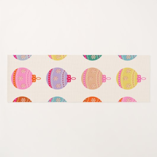 Retro Kleurrijke Kerstballen Yogamat (Voorkant (horizontaal))
