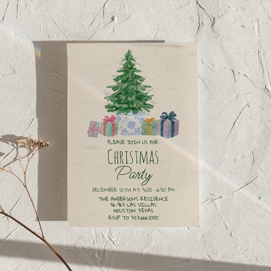 Retro Kleurrijke Kerstcadeaus Boomfeest Kaart