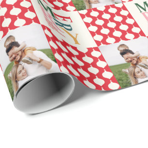 Retro  kleurrijke kerstfoto cadeaupapier