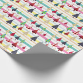 Retro Kleurrijke Kerstmis Cadeaupapier (Hoek)