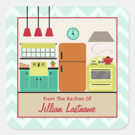 Retro Kleurrijke Keuken Label Sticker