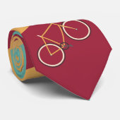 Retro Kleurrijke Kleuren Achtergrond  Fietsen Stropdas (Opgerold)