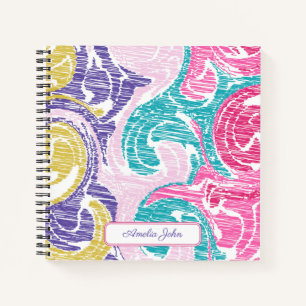 Retro Kleurrijke Kunst Custom Notitieboek