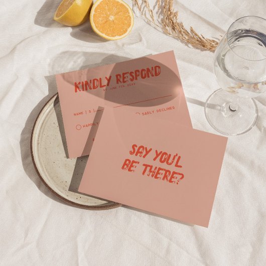 Retro Kleurrijke Leuke Funky Bold Unieke Bruiloft RSVP Kaartje