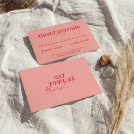 Retro Kleurrijke Leuke Funky Bold Unieke Bruiloft RSVP Kaartje