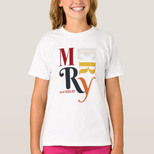 Retro Kleurrijke Merry & Bright Vintage Kerstmis T-shirt