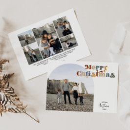 Retro Kleurrijke Merry Christmas Arch Foto Feestdagenkaart