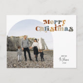 Retro Kleurrijke Merry Christmas Arch Foto Feestdagenkaart (Voorkant)