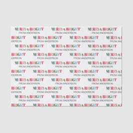 Retro Kleurrijke Merry en Bright Christmas Feestda Tissuepapier