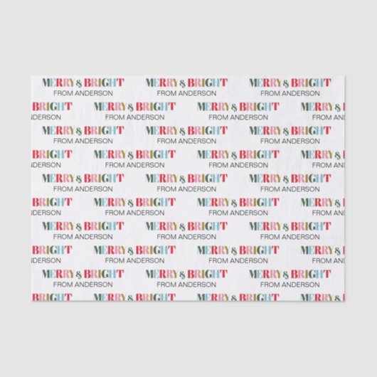 Retro Kleurrijke Merry en Bright Christmas Feestda Tissuepapier (Voorkant)