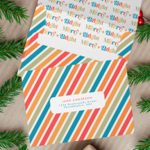 Retro Kleurrijke Merry en Bright Christmas Stripes