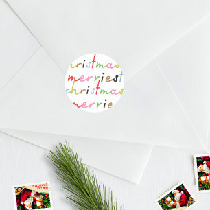 retro kleurrijke moderne vrolijk kerstfeest ronde sticker