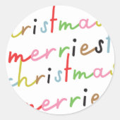 Retro kleurrijke moderne vrolijke kerstvakantie ronde sticker (Voorkant)