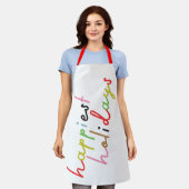 Retro kleurrijke moderne vrolijke kerstvakantie schort (Gedragen)