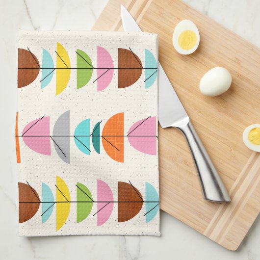 Retro Kleurrijke Nesten Keukenhanddoeken (Quarter Fold)