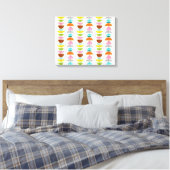 Retro Kleurrijke Nesten Uitgerekt Canvas Print (Insitu (Slaapkamer))