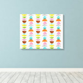 Retro Kleurrijke Nesten Uitgerekt Canvas Print (Insitu (Houten vloer))