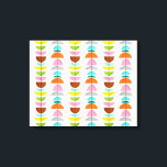 Retro Kleurrijke Nesten Uitgerekt Canvas Print<br><div class="desc">Veer je nest met deze Retro Kleurrijke Nesten Stretched Canvas Print! Het ontwerp heeft een crème achtergrond met gouden spikkels en rijen van heerlijk kitscherige, kleurrijke halfcirkels die rusten op minimalistische, zwarte takken. De halve cirkels lijken op sprookjes, vogelnesten in lichtblauwe, blauwgroen, turquoise, oranje, roze, geel, groen, grijs en bruin...</div>