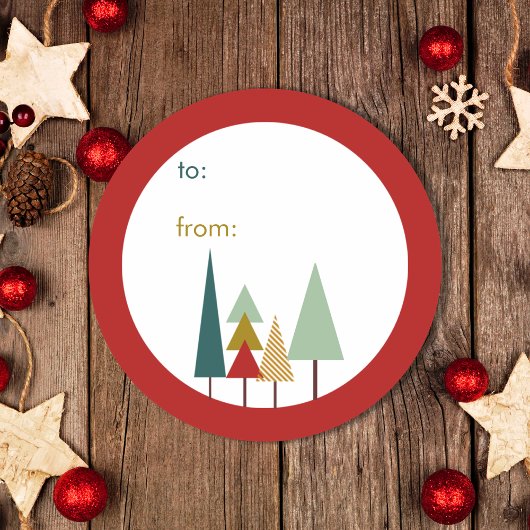 Retro Kleurrijke Oh Kerstboom Ronde Sticker