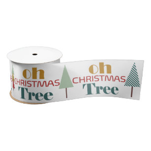 Retro Kleurrijke Oh Kerstboom Satijnen Lint