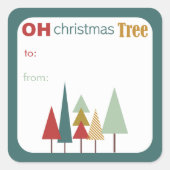 Retro Kleurrijke Oh Kerstboom Vierkante Sticker (Voorkant)