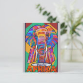 Retro Kleurrijke Olifant Reizen Afrika Briefkaart (Staand voorkant)