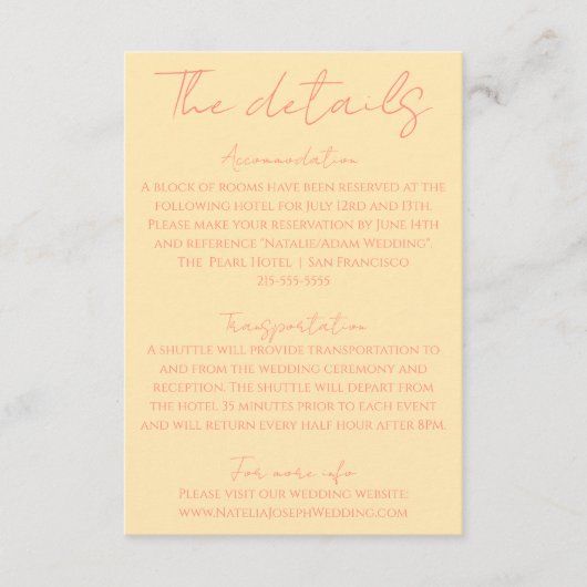 Retro Kleurrijke Pastel grillige bruiloft Details Informatiekaartje (Voorkant)