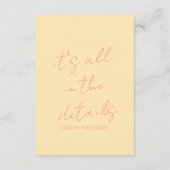 Retro Kleurrijke Pastel grillige bruiloft Details Informatiekaartje (Achterkant)