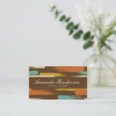 Retro kleurrijke penseelstreken visitekaartje (Staand voorkant)