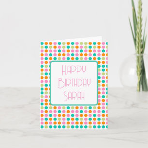 Retro kleurrijke poka dots hippie kaart