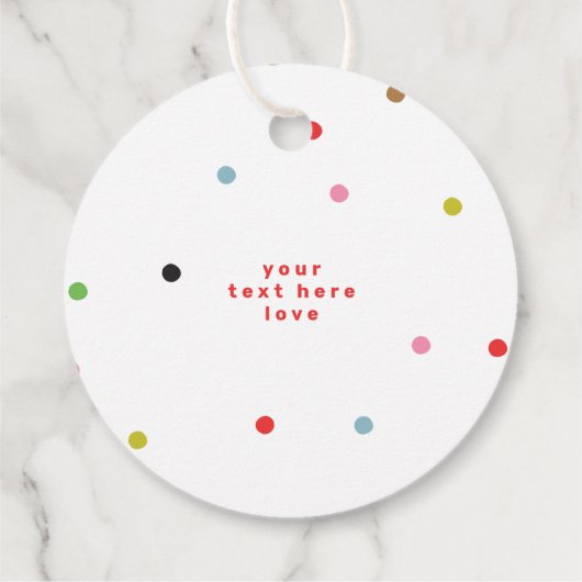 Retro kleurrijke polka dot kerstvakantie bedankjes labels (Achterkant)