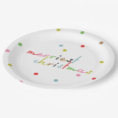 Retro kleurrijke polka dot kerstvakantie papieren bordje (Gekanteld)