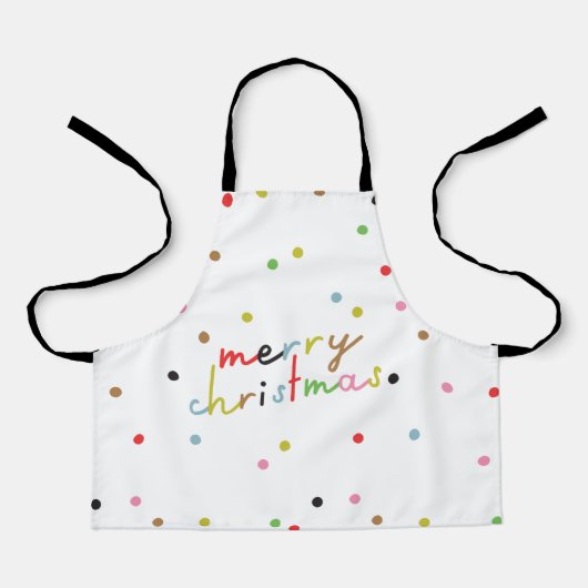 retro KLEURRIJKE polka dot VROLIJKE KERSTVAKANTIE Schort (Voorkant)