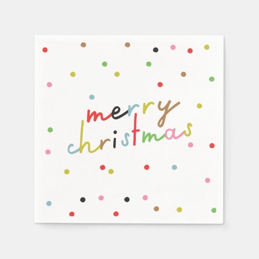 retro KLEURRIJKE polka dot VROLIJKE KERSTVAKANTIE Servet (Voorkant)