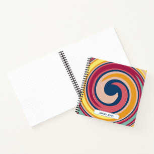 Retro kleurrijke psychedelische werveling geperson notitieboek
