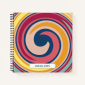 Retro kleurrijke psychedelische werveling geperson notitieboek (Voorkant)