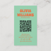 Retro Kleurrijke QR Code Boho Groovy Bloem Daisy Visitekaartje (Achterkant)