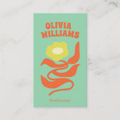 Retro Kleurrijke QR Code Boho Groovy Bloem Daisy Visitekaartje (Voorkant)