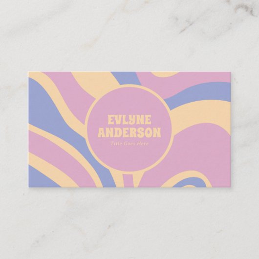 Retro Kleurrijke QR Code Girly Groovy Wavy Lines Visitekaartje (Voorkant)