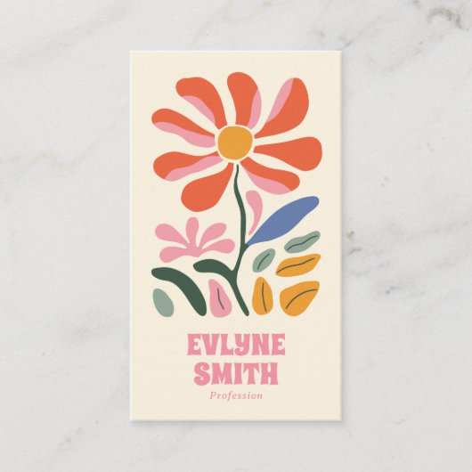 Retro Kleurrijke QR-code Groovy Bloemvet Boho Visitekaartje (Voorkant)